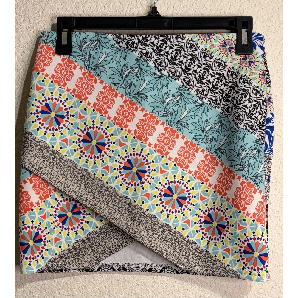 Bohemian Takara Mini Pencil Skirt Small Asymmetrical Multi colored